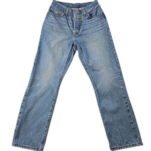 Levis 501 Jeans Mens 26x26 Blue Straight Regular Light Wash Denim 501 Button Fly